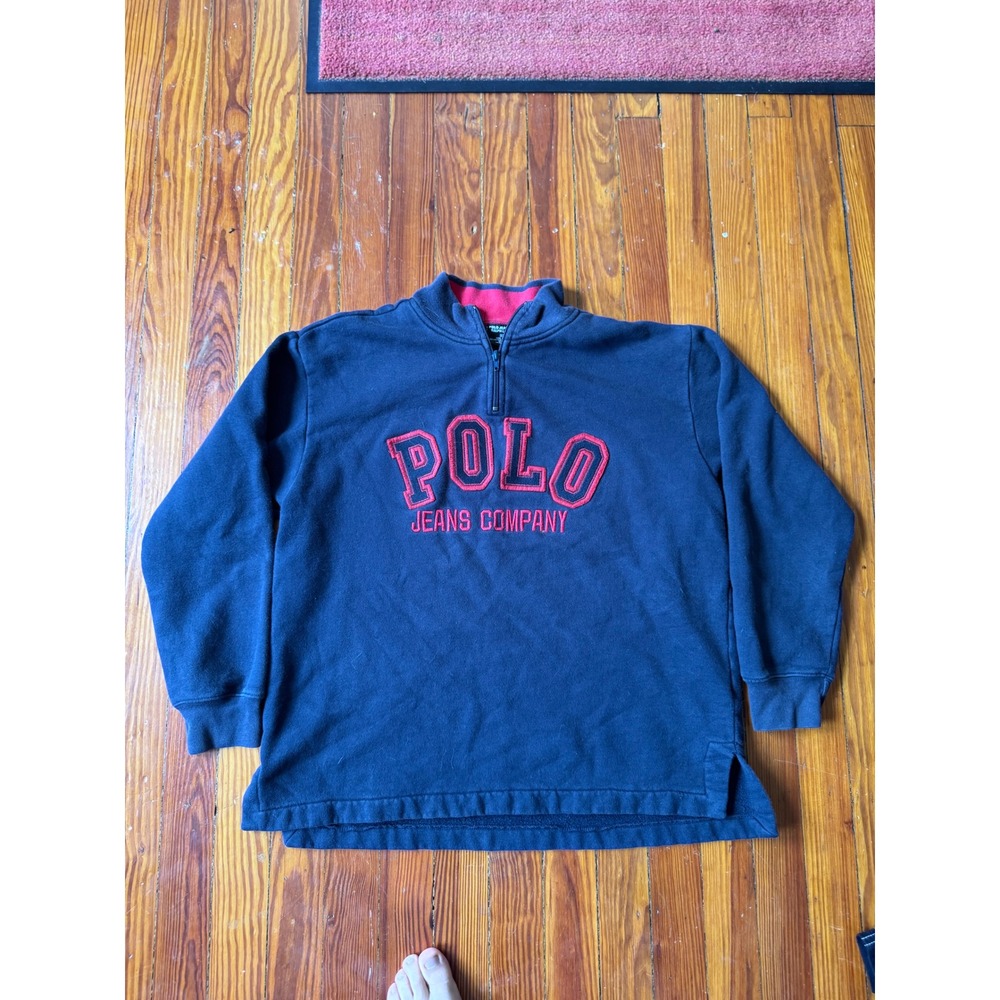 Polo Jeans Co Ralph Lauren Quarter Zip Sweatshirt Logo Mens M/L